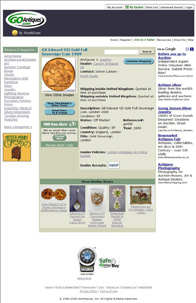 Carson Antiques (goantiques.com) Gold Coins Page